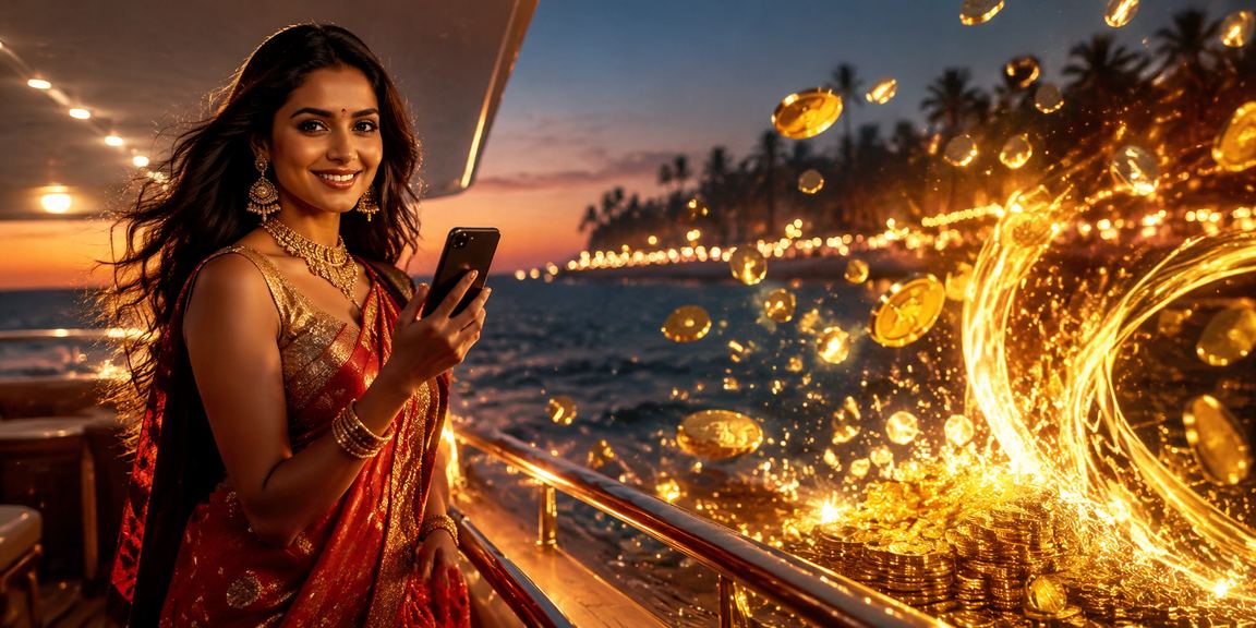 Mobile casino gaming on beach in Goa with traditional Indian attire players